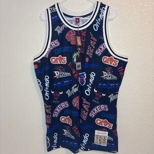 NWT Mitchell & Ness NBA All-Star East Logos All Over Print Swingman Jersey XL
